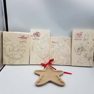 Longaberger Pottery Christmas Cookie Mold Lot 5 Angel Series Santa 90's Vintage